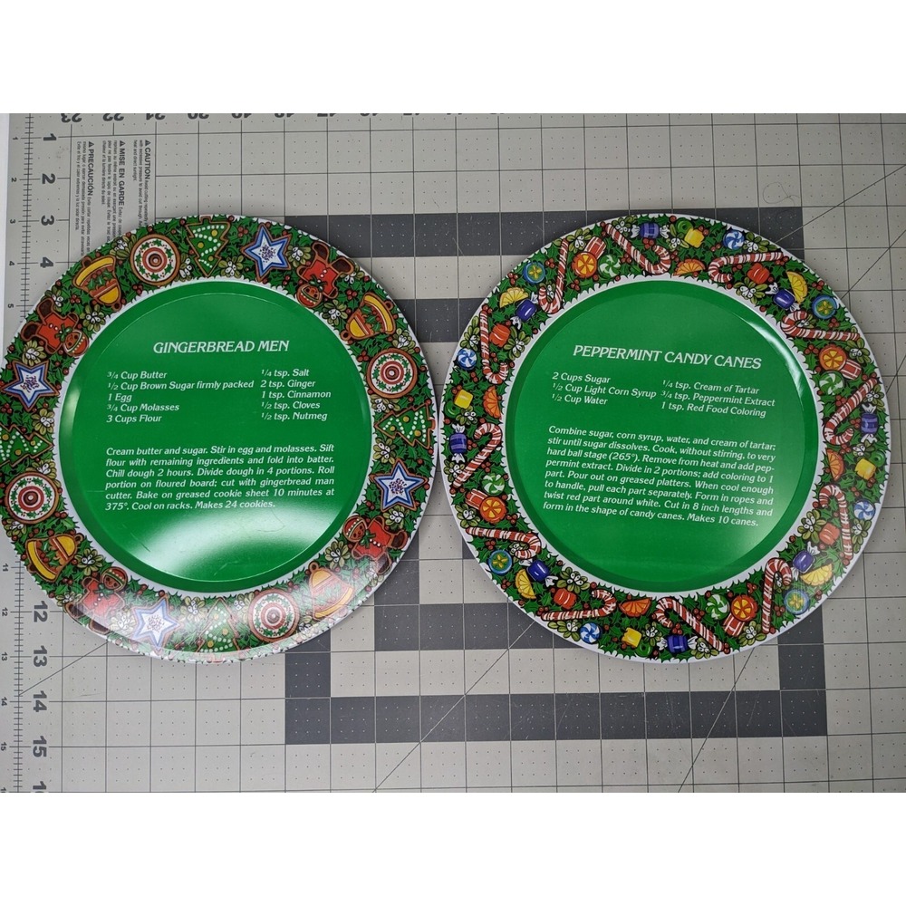 2 House of Lloyd Vintage Tin Serving‎ Recipe Tray Peppermint Candy Cane